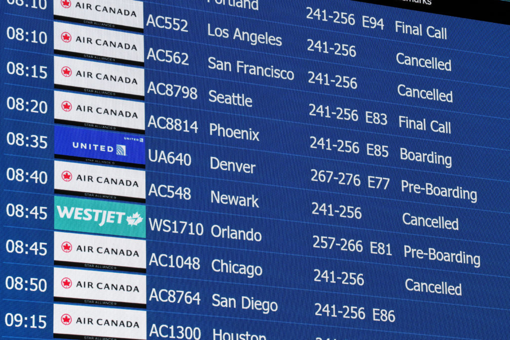 Air Canada union engages in strike activity, in Richmond