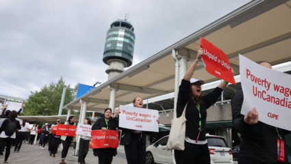 Air Canada union engages in strike activity, in Richmond