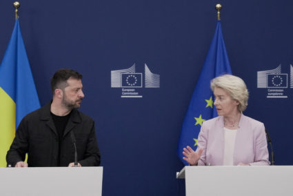 EU's von der Leyen and Ukrainian President Zelenskiy hold press conference in Brussels