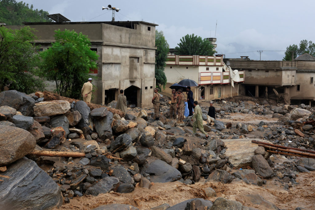 Aftermath of a storm that caused heavy rains and flooding in Bayshonai Kalay in Buner
