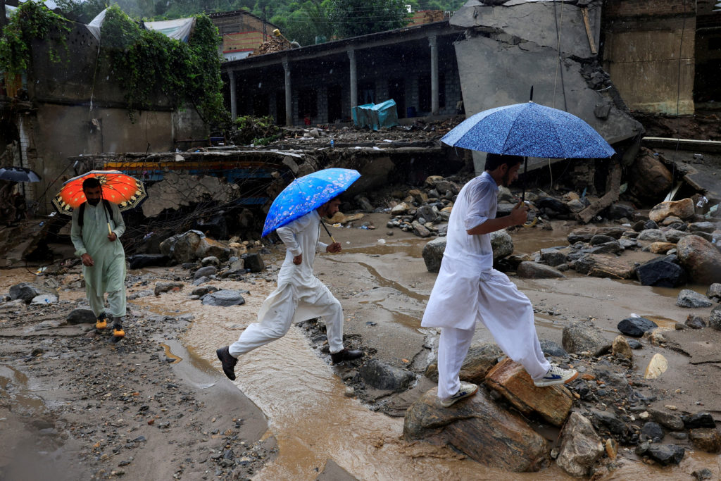 Aftermath of a storm that caused heavy rains and flooding in Bayshonai Kalay in Buner