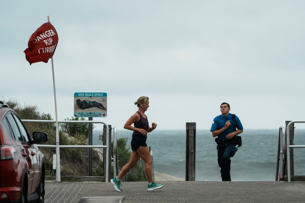 Erin, the first hurricane of the 2025 Atlantic season, in Avon-by-the-Sea, New Jersey