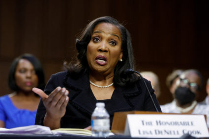 FILE PHOTO: Lisa Cook is shown at a hearing in Washington