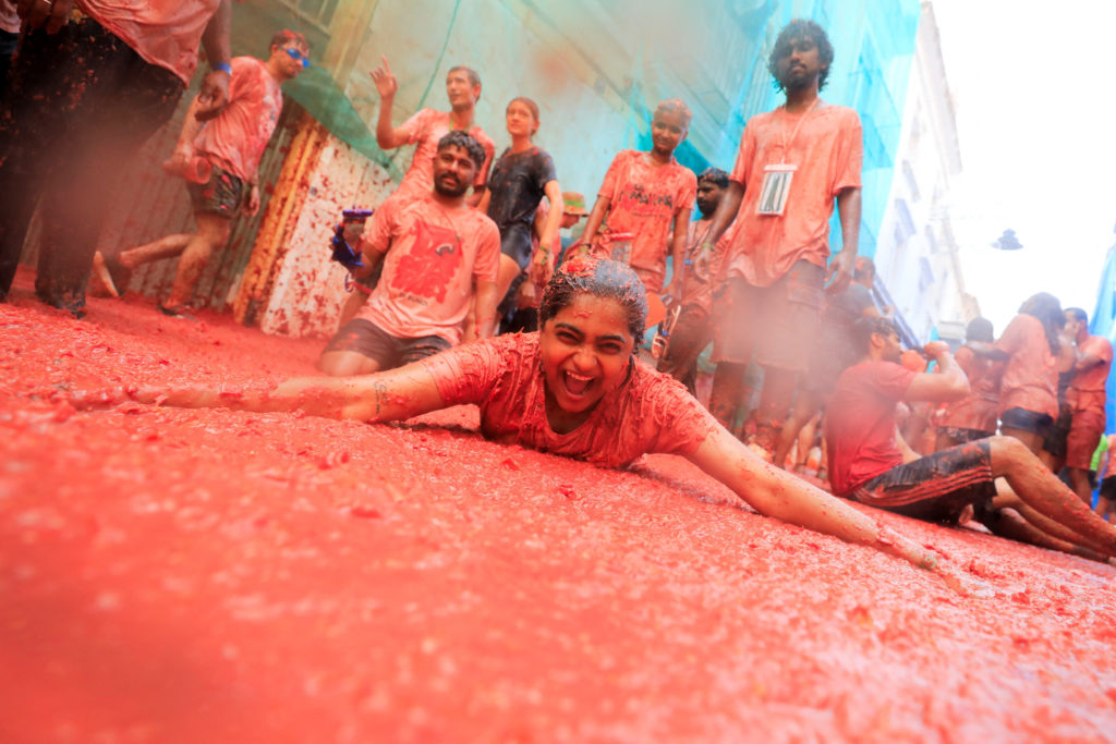 The annual 'La Tomatina' food fight festival, in Bunol