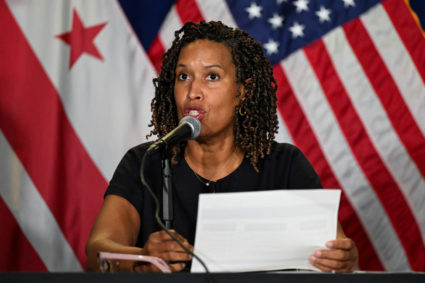 Mayor of Washington, D.C., Muriel Bowser, holds a press conference in Washington D.C.