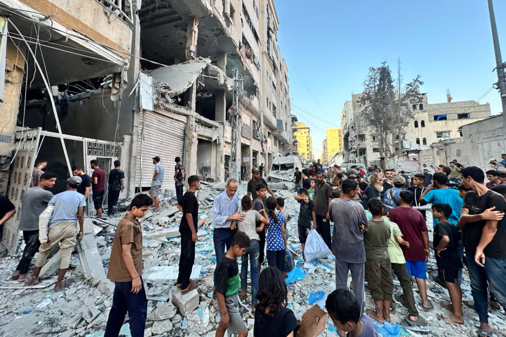 Aftermath an Israeli strike on a residential building, in Gaza City