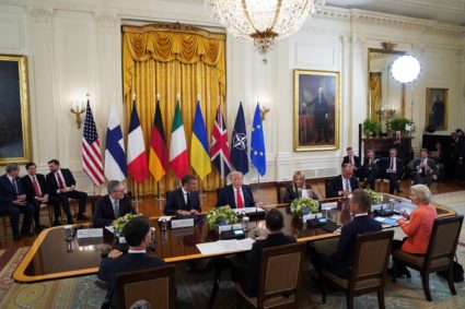 U.S. President Trump meets with Ukrainian President Zelenskiy and European leaders, in Washington, D.C.