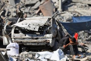 Aftermath of an overnight Israeli strike in Gaza City