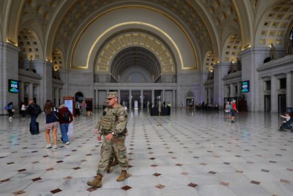 National Guard patrols in Union Station in Washington
