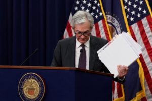 FILE PHOTO: U.S. Federal Reserve Chair Jerome Powell holds a press conference, in Washington