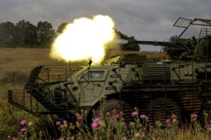 Ukrainian servicemen attend military drills at a training ground in Kharkiv region