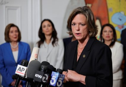 Texas Rep. Ann Johnson speaks at a press conference in Sacramento, California