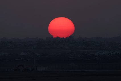 The sun sets over Gaza Strip