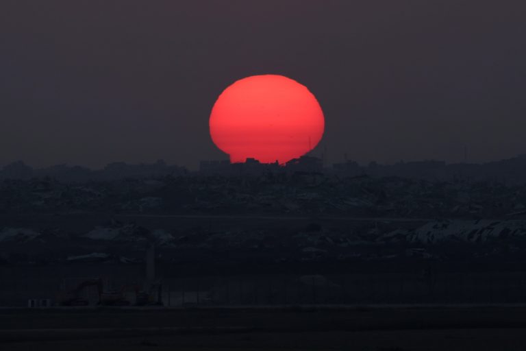 The sun sets over Gaza Strip