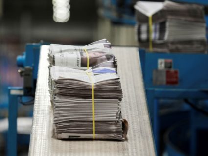 New York Times newspapers are being printed, following the announcement of the verdict on former U.S. President Donald Tru...
