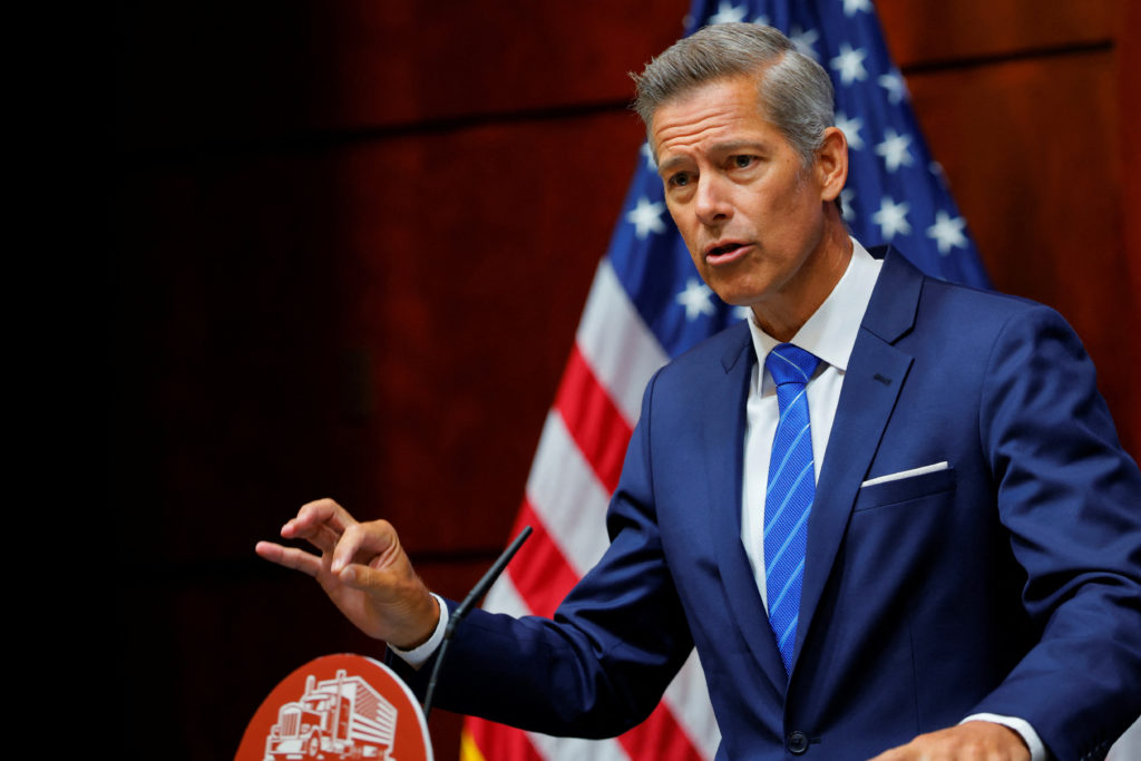 U.S. Transportation Secretary Sean Duffy speaks in Washington