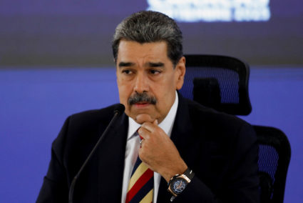 Venezuela's President Maduro addresses the media, in Caracas