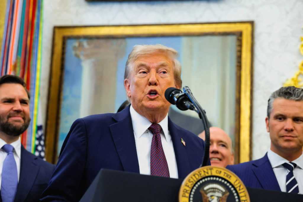 U.S. President Donald Trump makes announcement at the White House