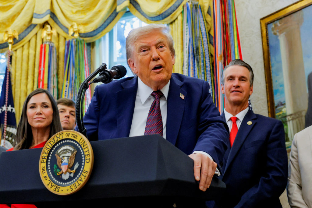 U.S. President Donald Trump makes announcement at the White House