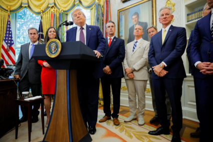 U.S. President Donald Trump makes announcement at the White House