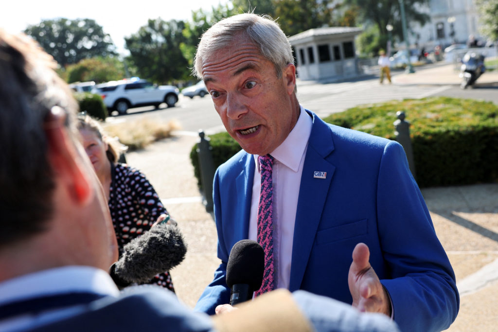 Britain’s Reform UK Party leader Nigel Farage testifies before a House Judiciary Committee, in Washington