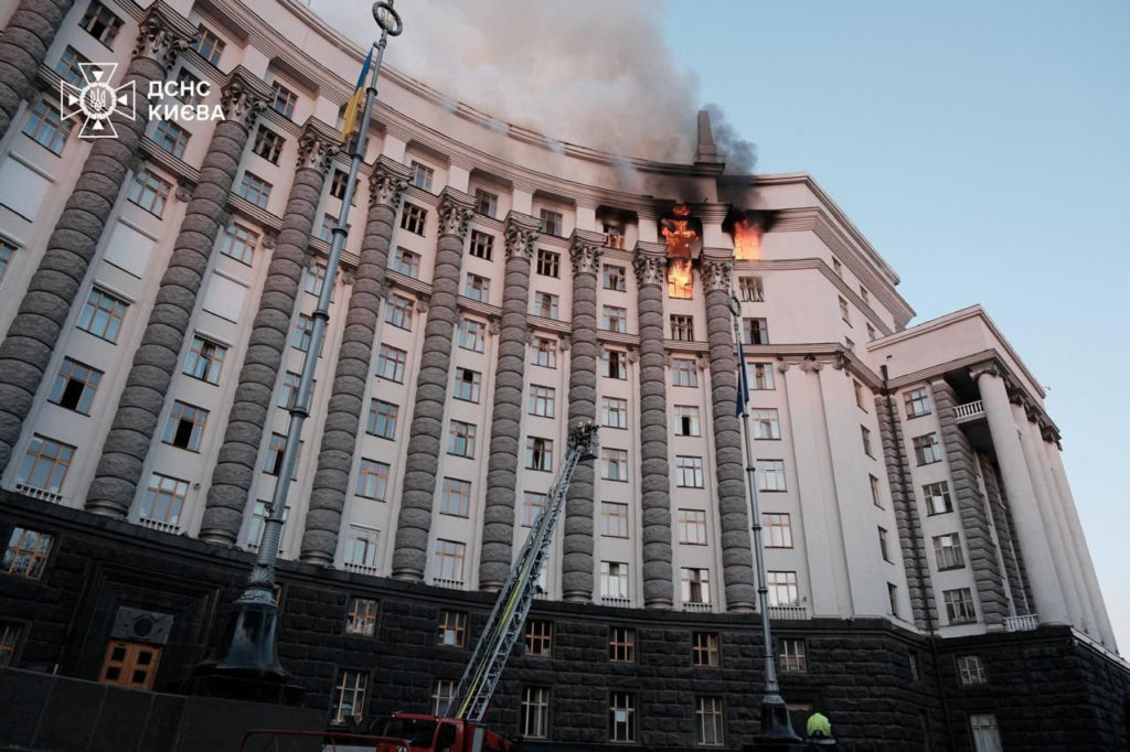 Aftermath of a Russian drone and missile attack in Kyiv