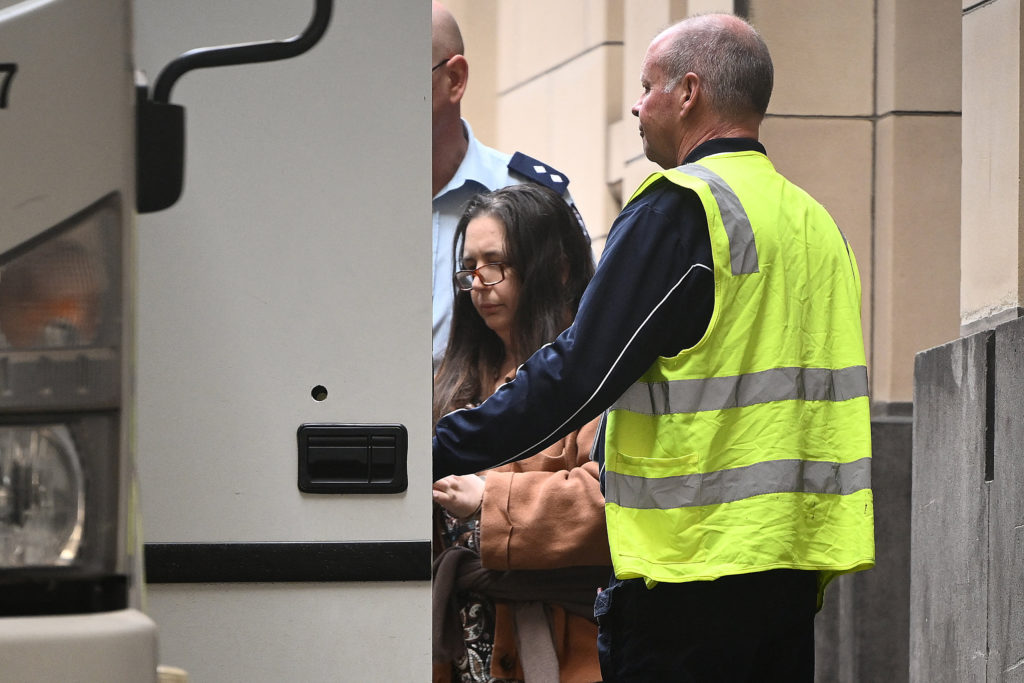 Erin Patterson leaves the Supreme Court of Victoria after being sentenced to 33 years in prison for murdering three relati...