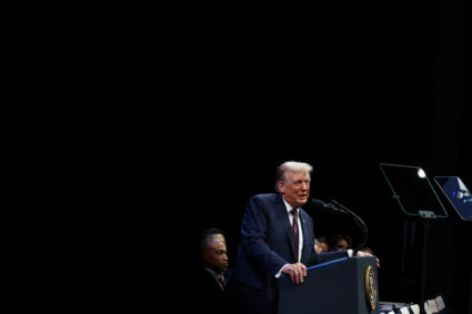 U.S. President Trump delivers remarks to the White House Religious Liberty Commission, in Washington, D.C.