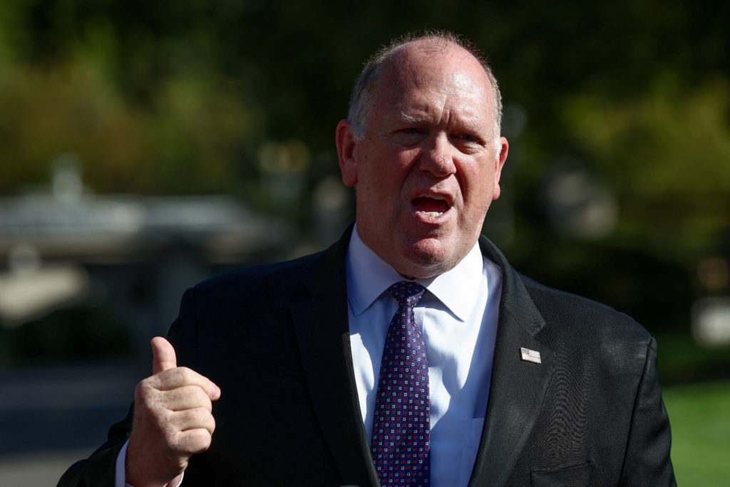 Border czar Tom Homan speaks to the media at the White House