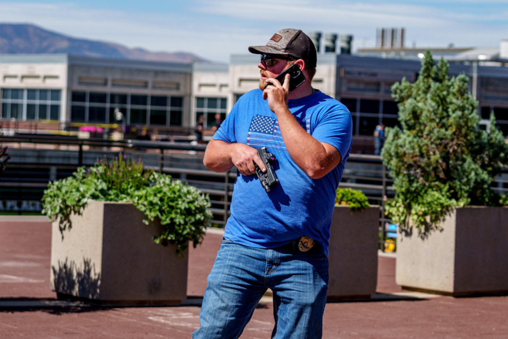 Scene after U.S. right-wing activist and commentator Charlie Kirk was shot at a Utah Valley University speaking event in Orem