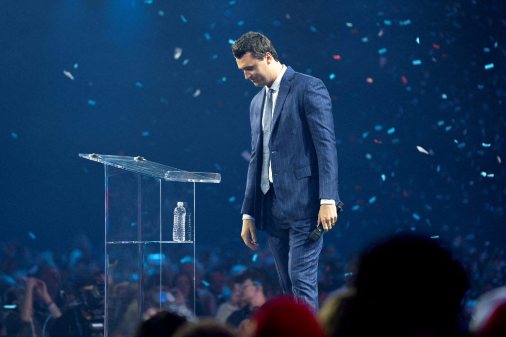 FILE PHOTO: Charlie Kirk at AmericaFest 2024 conference in Phoenix, Arizona