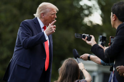 U.S. President Trump boards Marine One upon departure for New York, in Washington, D.C.