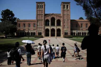 FILE PHOTO: People walk through the campus of the University of California Los Angeles (UCLA) in Los Angeles