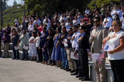 Naturalization ceremony at the Glacier Point ampitheater in Yosemite National Park
