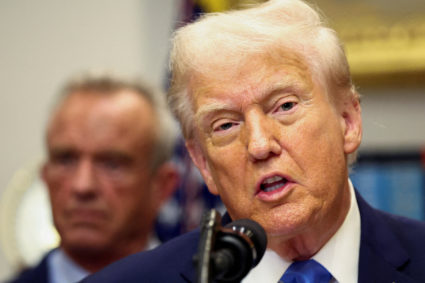U.S. President Donald Trump makes an announcement at the White House, in Washington, D.C.