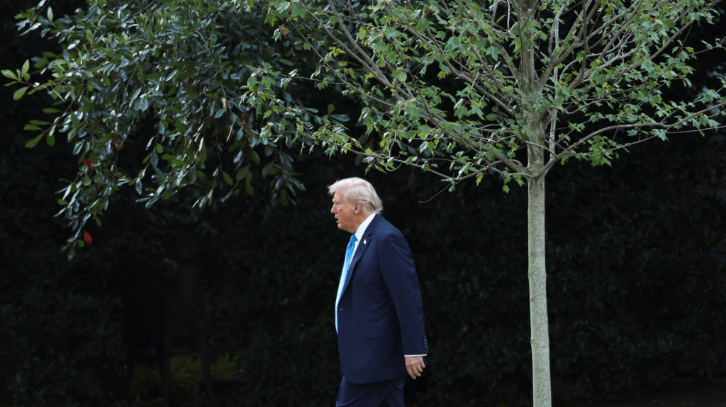 U.S. President Donald Trump departs for New York from the White House in Washington, D.C.