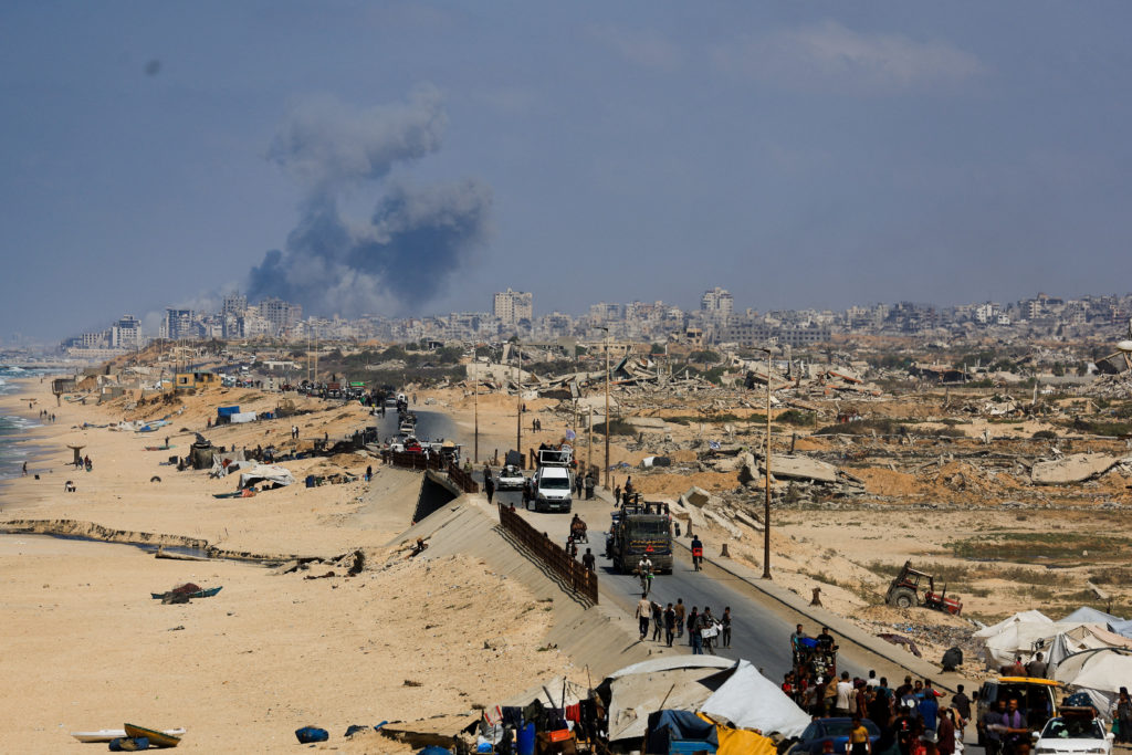 Smoke rises during an Israeli military operation in Gaza City
