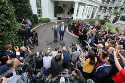 U.S. President Trump meets with congressional leaders to discuss funds to avoid a shutdown, at the White House