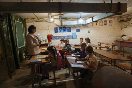 Some of Ukraine's children start school in underground classrooms to avoid Russian bombs