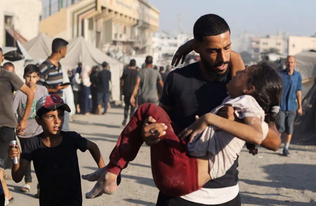 Israeli strike on the evacuated Al Jazeera Club, where displaced people were sheltering, in Gaza City