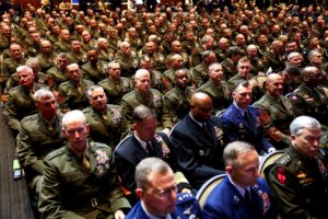 U.S. President Trump presides over a senior military leaders' meeting convened by Defense Secretary Hegseth, in Quantico