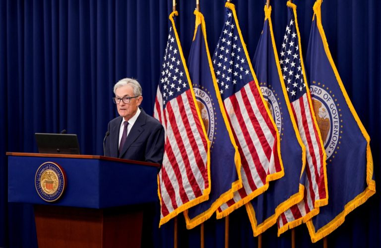 U.S. Federal Reserve Chair Powell attends a press conference in Washington
