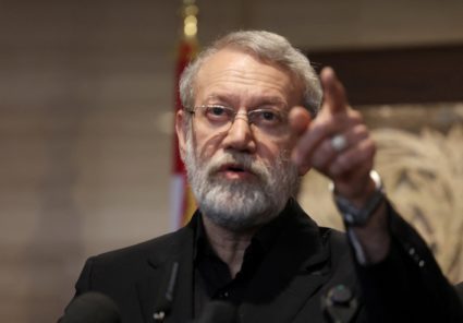 FILE PHOTO: Iran's Supreme National Security Council Secretary Ali Larijani speaks after meeting with Lebanese parliament ...