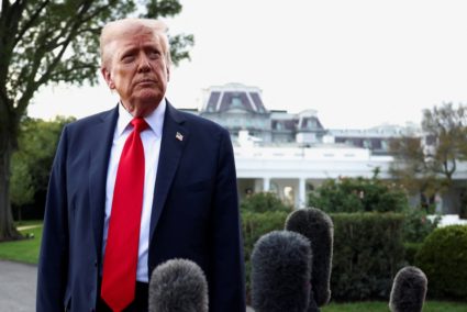 U.S. President Trump boards Marine One upon departure for New York, in Washington, D.C.