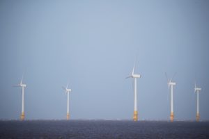 An offshore wind farm is seen from Great Yarmouth