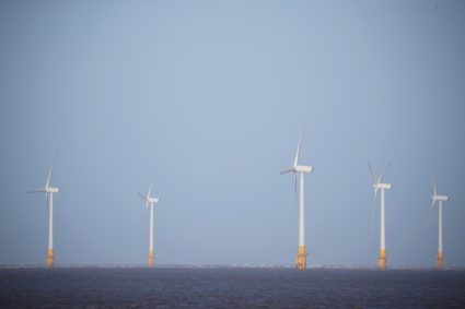 An offshore wind farm is seen from Great Yarmouth