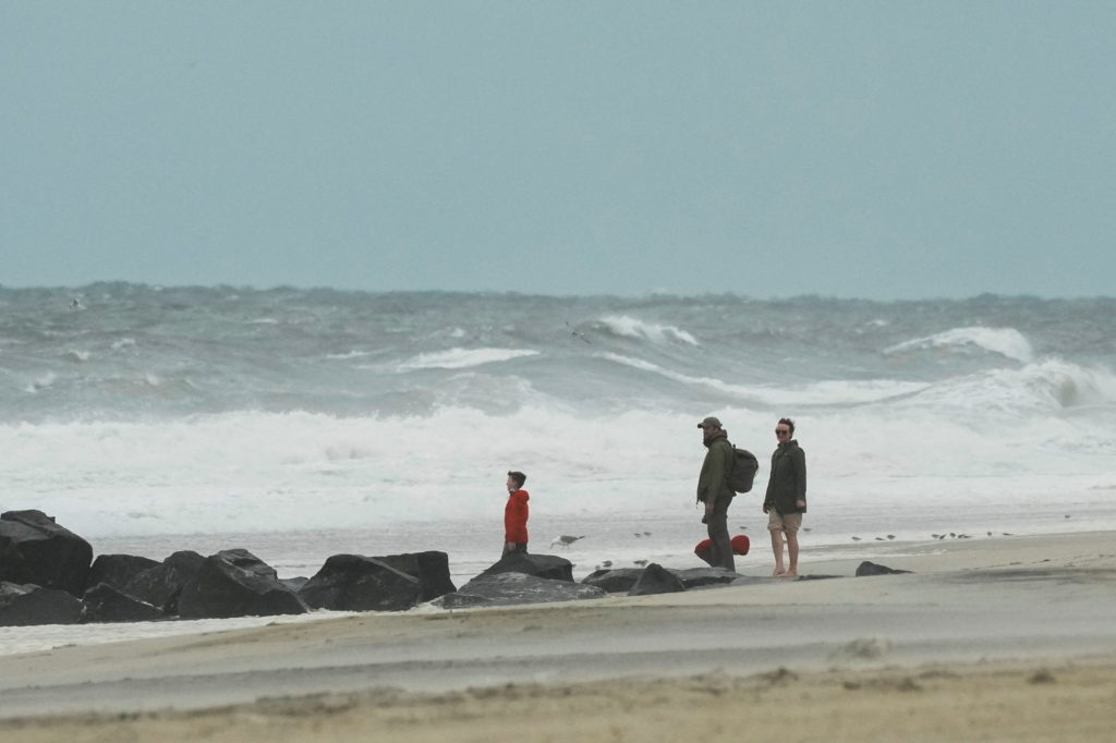 Erin, the first hurricane of the 2025 Atlantic season, in Sea Bright, New Jersey