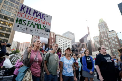 Wrongly deported migrant Abrego appears for a check in at the ICE Baltimore field office