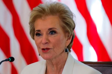 First lady Melania Trump attends a meeting of the White House Task Force on Artificial Intelligence (AI) Education in the ...