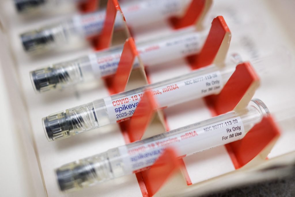 An illustration photo shows a box of Moderna Spikevax (COVID-19 Vaccine, mRNA) in Schwenksville